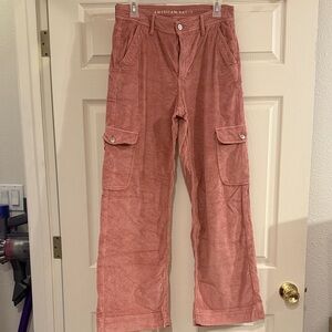 American Eagle Outfitters Wimen’s Dusty Rose Corduroy Cargo Pants